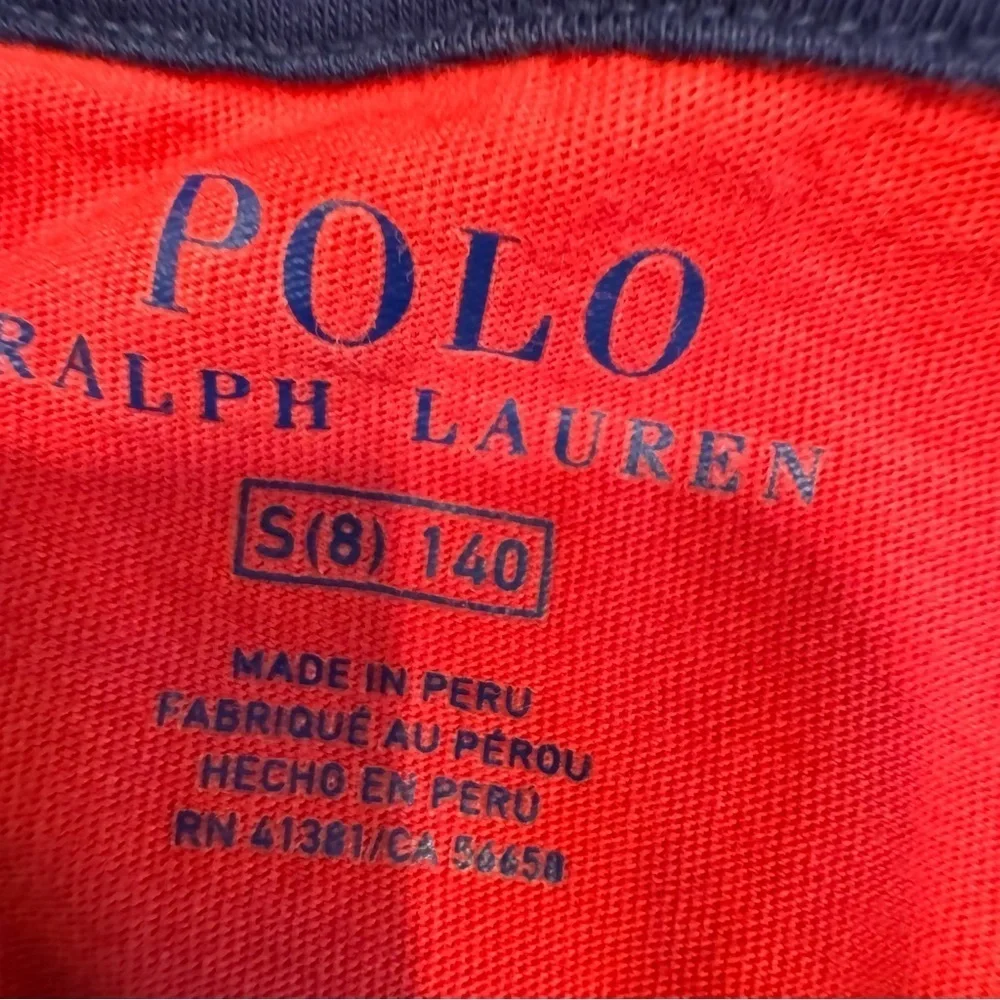 Polo Ralph Lauren Boys Set Red Tee Shirt Sz 8 & Navy Blue Sweatpants Sz 7
